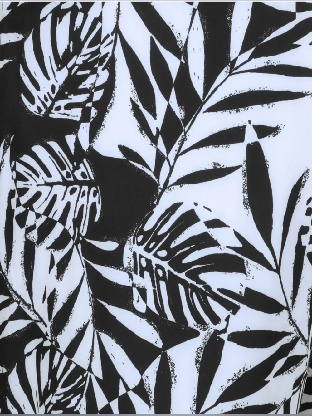 George Men's L Cargo E-Board Swim Trunks Black White Tropical Leaf 9